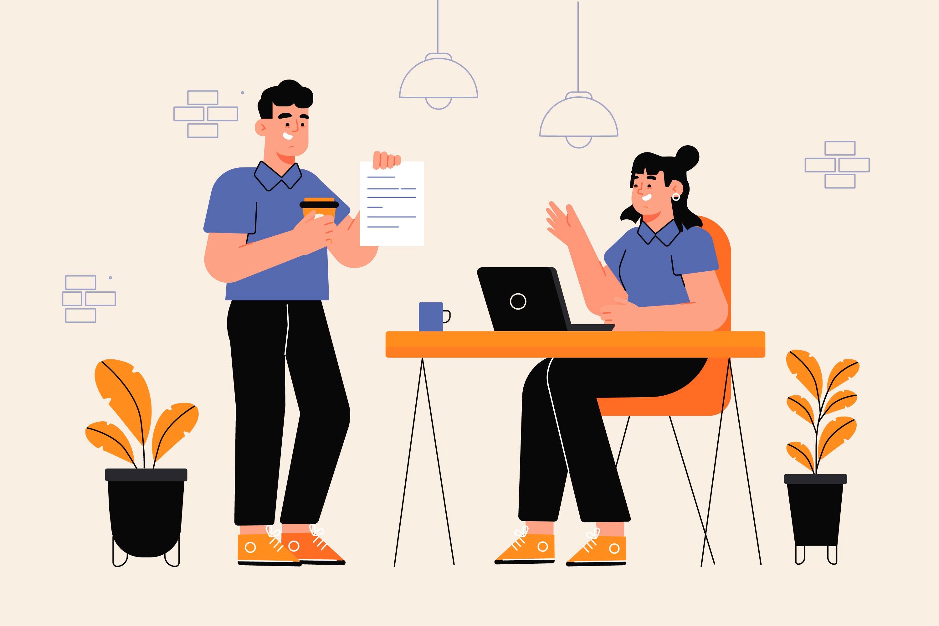 An illustration of a person showing their resume