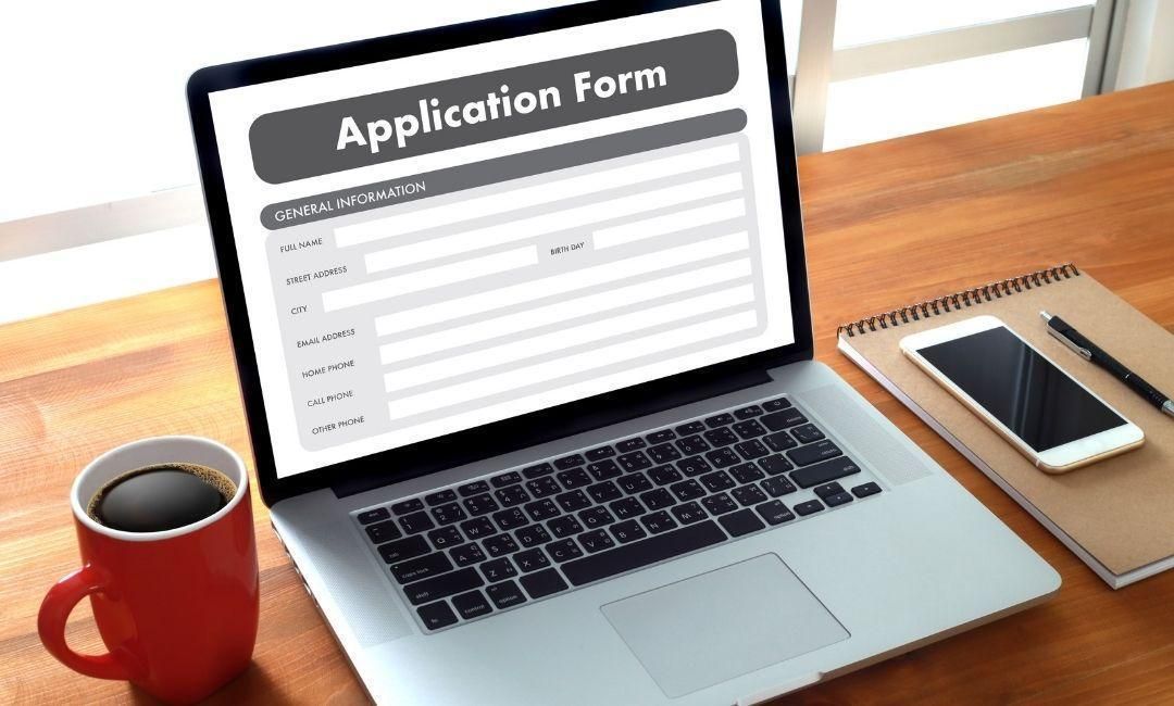 Online job application form on laptop